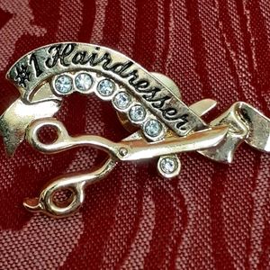 SCISSORS PENDANT PIN/BROOCH #1 HAIRDRESSER RHINESTONES FASHION GIFT